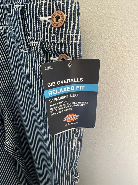 Blue White Pinstripe Dickies Hickory Relaxed Fit Overalls~Small - Picture 4 of 6